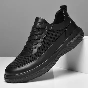 FashionHigh Quality Mens Натуральная кожа Обувь Модные дизайнерские мужские кроссовки Повседневная обувь Люксовый бренд Мужская вулканизированная обувь Трекинг Плоский 38