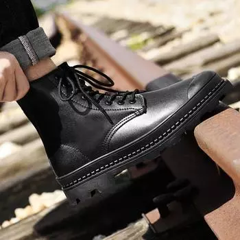 FashionHigh Top мужские ботинки зимняя обувь мужские кожаные теплые зимние ботинки с мехом мотоциклетные ботинки мужские кожаные туфли формальные большие размеры 37-47 37