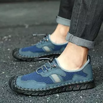 FashionHollow Out Men Casual Shoes All-match Male Walking Footwear Luxury Brand Mens Breathable Sneakers Outdoor Mens Slip on Sandals 39 чёрный