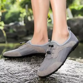 FashionHollow Out Men Casual Summer Shoes 2024 New Arrival Mens Slip on Flats Luxury Brand Men Casual Shoes Classic Men s Walking Shoes 36 чёрный