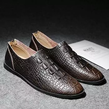 FashionItalian Luxury Crocodile Pattern Men s Shoes Black Business Casual Shoes Breathable Leather Men Loafers Mocassins Driving Shoes 36 коричневый