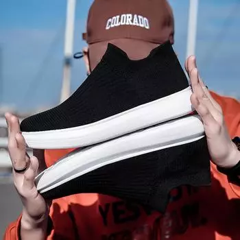 FashionLac-up Men Casual Shoes Lightweight Mens Walking Sneakers Comfort Air Mesh Flats Breathable Male Slip on Shoes Leisure Loafers 36 чёрный