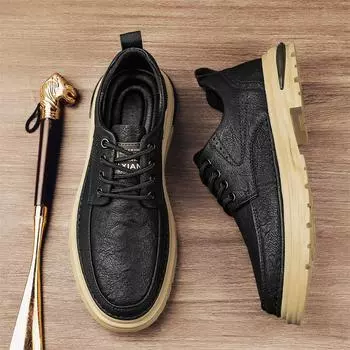 FashionLeather All-match Men s Lace-Up Driving Shoes Fashion Men Classic Casual Shoes 2024 New Arrival Male Comfortable Business Shoe 39 чёрный