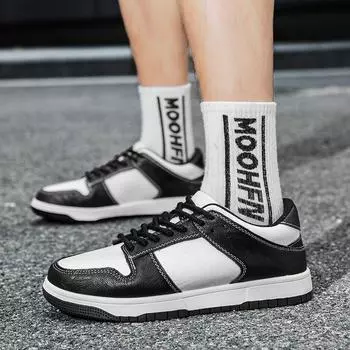 Fashionleather casual shoes for men fashion Lace Up Outdoor Oxford flats men s Skate Shoes Soft Anti-slip Spring autumn Leather Shoes 6.5 чёрный