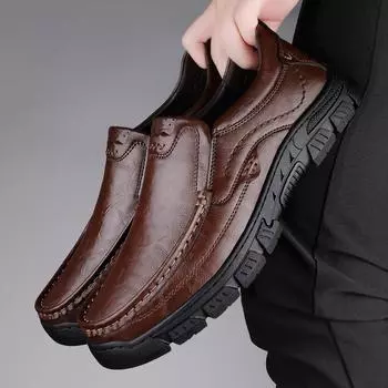 FashionLeather Модная клубная обувь Горячая Распродажа Мужские удобные мокасины Мужские универсальные мужские туфли для отдыха и прогулок Роскошные брендовые деловые туфли 38 чёрный