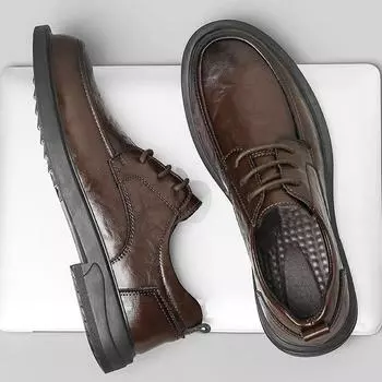 FashionLeather Men Oxford Shoes Brown Black Mens Dress Shoes New Fashion Office Mens Shoes Business Oxfords Casual Formal Footwear Male 39 чёрный