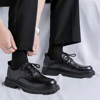 FashionLeather Men s Shoes lace up Luxury Brand Casual Shoes outdoor Mens Sneakers Italian Breathable Tenis Sport Skateboard Shoes men 6.5 чёрный