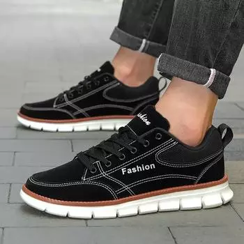 FashionLeather Sport Shoes for Men lace up Good Quality Male Athletic Training Sneakers Spring autumn Luxury Brand Shoes men sneakers 39 чёрный