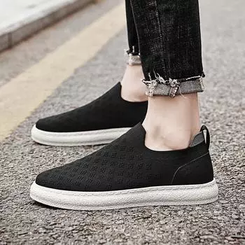 FashionLightweight Men Casual Shoes All-match Mens Slip on Footwear Classic Men Casual Summer Driving Shoes Fashion Male Outdoor Shoes 37 чёрный