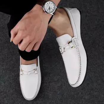 FashionLoafers Men Classic Mens Slip on Shoes Genuine Leather Lightweight Men Casual Shoes 2024 New Male Comfortable Office Footwear 37