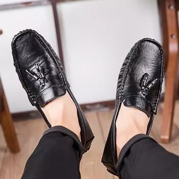FashionLuxury Designer Shoes Men Genuine Leather Loafers High Quality Lightweight Mens Slip on Shoes Leather Fashion Driving Shoes Men 38