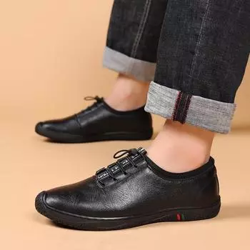 Модные роскошные мужские кроссовки из натуральной кожи, удобные оксфордские винтажные повседневные туфли для мужчин, обувь для прогулок на открытом воздухе, плоская обувь 38 чёрный
