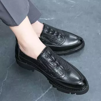 FashionLuxury Мужская высококачественная кожаная повседневная обувь Новые черные туфли с крокодиловым узором для деловых торжеств и свадебных мероприятий Мужская дизайнерская обувь 38 чёрный