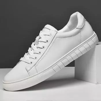 FashionLuxury Повседневные кроссовки Плоские белые туфли Высококачественная мужская обувь Обувь для ходьбы на открытом воздухе для мужчин Новые трендовые мужские белые кроссовки 38 чёрный