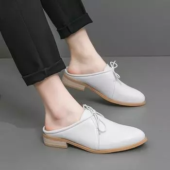 FashionMale Shoe Luxury Brand Men Summer Flats Leather Fashion Casual Shoes Men All-match Male Half Slipper Outdoor Men s Walking Shoes 38 чёрный