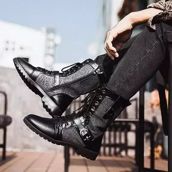 FashionMale Shoes Lace Up With Fur Men s Boots Platform Retro Sale Cheap Original Deals High Quality In Promotion Casual Low Price Y2k 39
