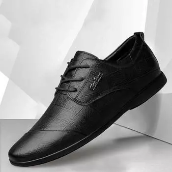 FashionMan Туфли из коровьей кожи Весна-Лето Мужские деловые туфли Оксфорды Мужские лоферы Официальная обувь Бренд Ретро Роскошь Дизайнеры 37 чёрный