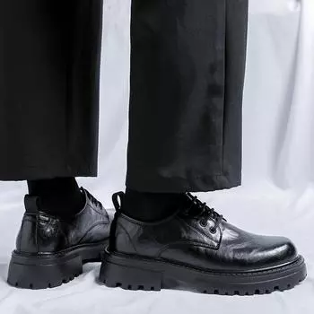 FashionMen Black Casual Genuine Leather Shoes Brand Moccasin Oxfords Driving Shoe Men Loafers Moccasins Dress Shoe Italian Tassel Shoes 38 чёрный