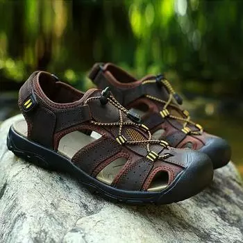 FashionMen Breathable Sandals Summer New All-match Men Sandals Outdoor Men s Casual Shoes Fashion Flats Sandals for Men Big Size 38-48 38 темно-коричневого