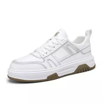 FashionMen Casual Shoes Non-Slip Sports Outdoor Lightweight Breathable genuine Leather shoes Training Athletic white Tennis Shoes men 7 бежевый