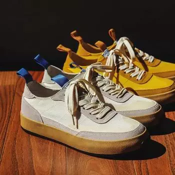 FashionMen Casual Sneakers Patchwork Flat Canvas Shoes for Men Ice Silk Walking Platform Male Shoes Man Comfortable Mens Sneakers 39 бежевый