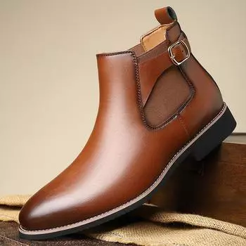 Модные мужские ботинки челси, черные остроносые туфли с высоким щиколоткой, мужские прогулочные туфли, износостойкие ботинки челси, мужские ботинки 38 чёрный