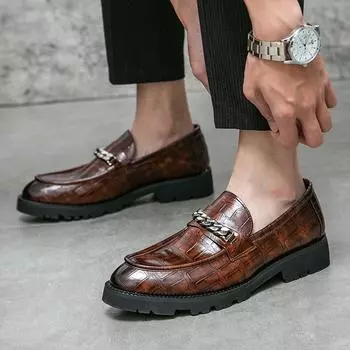 FashionMen Dress Shoes Spring New Slip On Patent Leather Bright Fringe Mens Loafers Round Toe Size 38-44 Soft Luxury Black men Shoes 37 чёрный