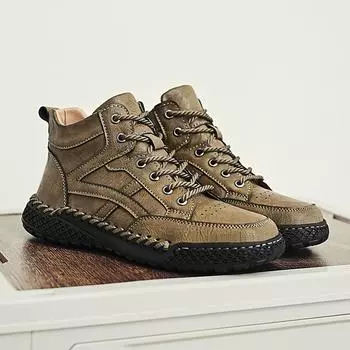 FashionMen кожаные модные низкие походные ботинки 2024 мужские удобные ботинки на шнуровке распродажа зимние ботинки классические роскошные брендовые уличные ботильоны 38