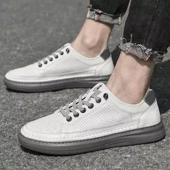 FashionMen Loafers 2024 Cow Leather Shoes Men slip on Casual Shoes Moccasins Breathable Men Driving Flats Soles genuine Leather Shoes 6.5