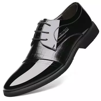 Модные мужские деловые туфли Модные повседневные корейские летние туфли на шнуровке для офиса Летние кожаные туфли для мужчин 38