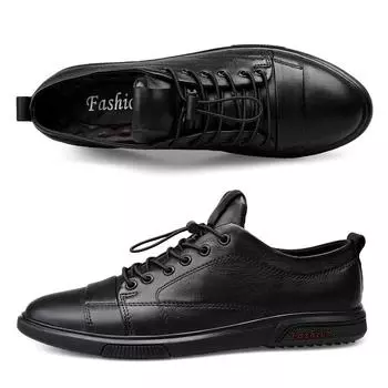 FashionMen s Casual Shoes Fashion Genuine Leather Loafers Comfort Outdoor Men Sneakers Moccasins Breathable Walking Sports Tenis Shoes 37 чёрный