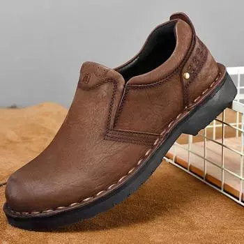 FashionMen s Shoes Male Handmade Loafers Genuine Leather Men Business Casual Cowhide Wedding Shoes Non-slip Resistant Outdoor Footwear 38 чёрный