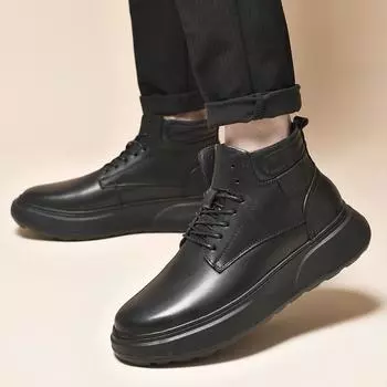 FashionMen s Shoes Men s Boots Genuine Leather Men Ankle Boots Stylish Men Winter Plush Snow Boots High Quality Outdoor Mens Sneakers 38