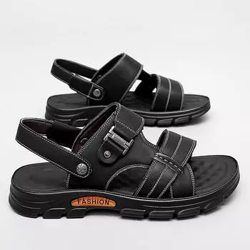 FashionMen s Summer Sandals High Quality Sandals Leather Outdoor Soft Sole 2025 New Anti Slip Slippers Beach Comfort Open Toe Shoes 38 коричневый