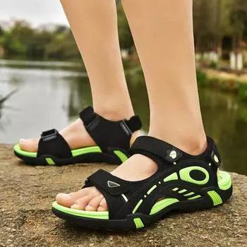 Модные мужские сандалии модные нескользящие летние шлепанцы для отдыха на природе пляжные тапочки дышащая повседневная обувь дешевая мужская обувь для плавания 6.5 синий