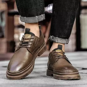 FashionMen Shoe Men Genuine Leather Casual Shoes Classic Man Oxford Shoes New Man Wedding Dress Footwear Elegantes Formal Sneakers 39 чёрный