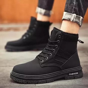 Fashionmen Shoes casual Sneakers Men ankle Boots lace up fashion Botines Casual Outdoor Botas Botas De Hombre men snow Boots 7 чёрный
