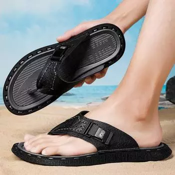 FashionMen Summer Flip Flop Non-slip Slippers Fashion Sandals Male Half Drag Indoor or Outdoor Beach Flats Cool Slides Light Half Shoes 38 чёрный