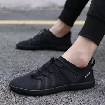 FashionMen Wide Barefoot Sneakers 2024 новые мужские балетки мягкие подошва Zero Drop Sole широкий носок легкие модные кроссовки мужские дропшиппинг 36 чёрный