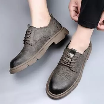 Модные мужские туфли в британском стиле из плотной, роскошной, повседневной натуральной кожи, высокого качества, для отдыха, удобные, рабочие туфли 38 чёрный