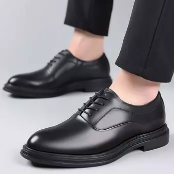 FashionMens Dress Shoes lace up Oxfords Business Office Pointed Black Lace-Up Men s Formal Shoes office men Wedding party shoes 38 чёрный