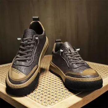 FashionMens Shoes Leather Male Men s Men Casual Shoes for Men Luxury Designer Loafers Platform Men Leather Man Shoes 39 чёрный