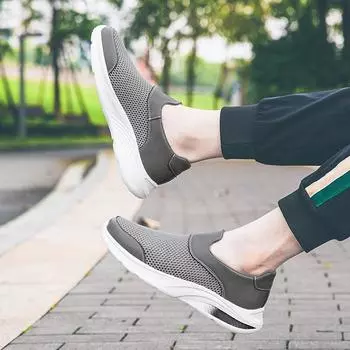 FashionMesh Мужские кроссовки Дизайнерская мужская повседневная обувь Дышащая повседневная обувь Легкие мужские кроссовки для бега Лоферы Masculino Esportivo 38 серый