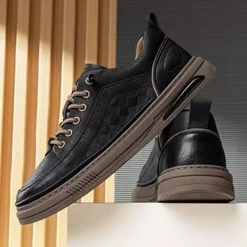 FashionNew Arrival Mens Sneakers Casual Shoes for Men Lightweight Mens Skateboard Shoes Fashion Male Leather School Shoes Leisure Walk 38 чёрный