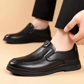 FashionNew Бизнес Лоферы Мужские Мокасины Натуральная Кожа Плоские Повседневные Туфли Слипоны Прогулочные Туфли Черные Итальянские Роскошные Пенни Туфли 38 чёрный