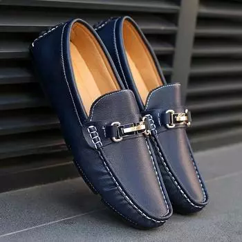 МодаНовый дизайн Лоферы Мужская мода Slip on Shoes Новые удобные мужские туфли на плоской подошве для вождения Повседневные кожаные мокасины Универсальная мужская ленивая обувь 36 чёрный