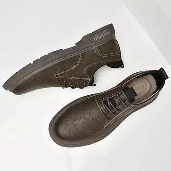 FashionNew Fashion Mens Casual Shoes Autumn Men Flats Genuine Leather Male Oxford Shoes Non-Slip Business Sneakers Wedding Dress Shoes 37 чёрный