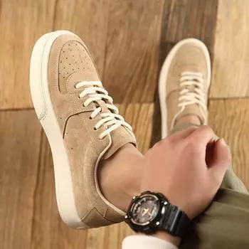 FashionNew Handmade Leather Casual Shoes Men Sneakers Outdoor Shoes Breathable Hot Sale Thick Bottom British Style Casual Leather Shoes 38