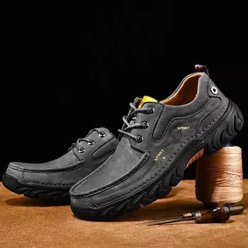 FashionNew High Quality Genuine Leather Antiskid Driving Shoes Men Flats Fashion Casual Leather Shoes Brand Soft Lace up Oxford Shoes 38 чёрный