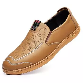 FashionNew Кожаные легкие мужские туфли без застежек Дизайнерские удобные мокасины Мужские весенне-осенние модные деловые мужские туфли 38